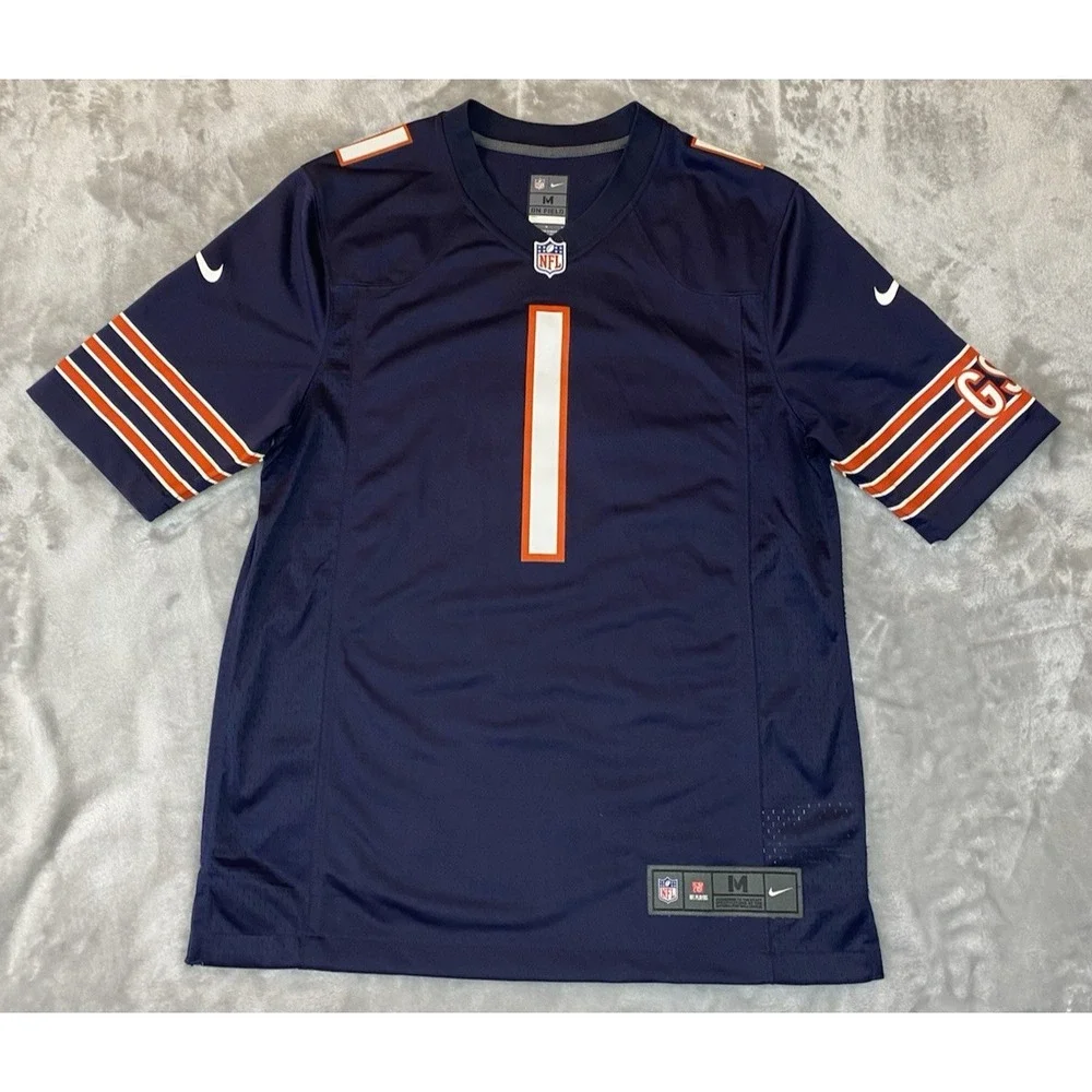 Nike NFL Chicago Bears Justin Fields #1 On Field Football Jersey Men Medium Navy
